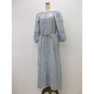 YOKE/SLEEVE SHIRRING SHIRTS DRESS/ストライプワンピース/ライトブルー/サイズ1/ヨーク/定価42000円【中古】【レディース】1-0708M♪(その他)