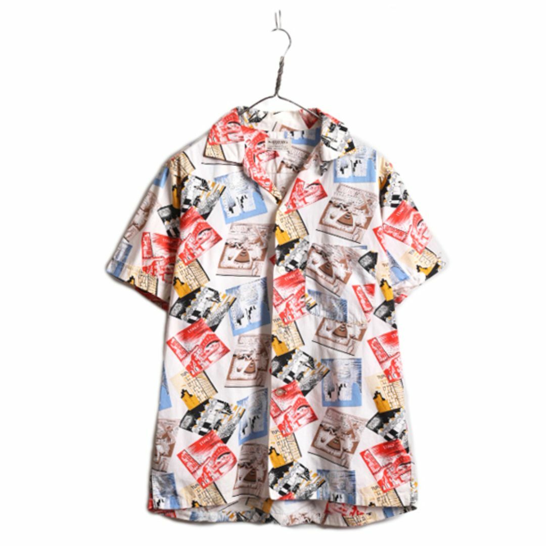 50s USA製 ☆ ARROW 総柄 コットン アロハ シャツ メンズ M 古着 50s USA製 ☆ ARROW 総柄 コットン アロハ シャツ メンズ M 古着