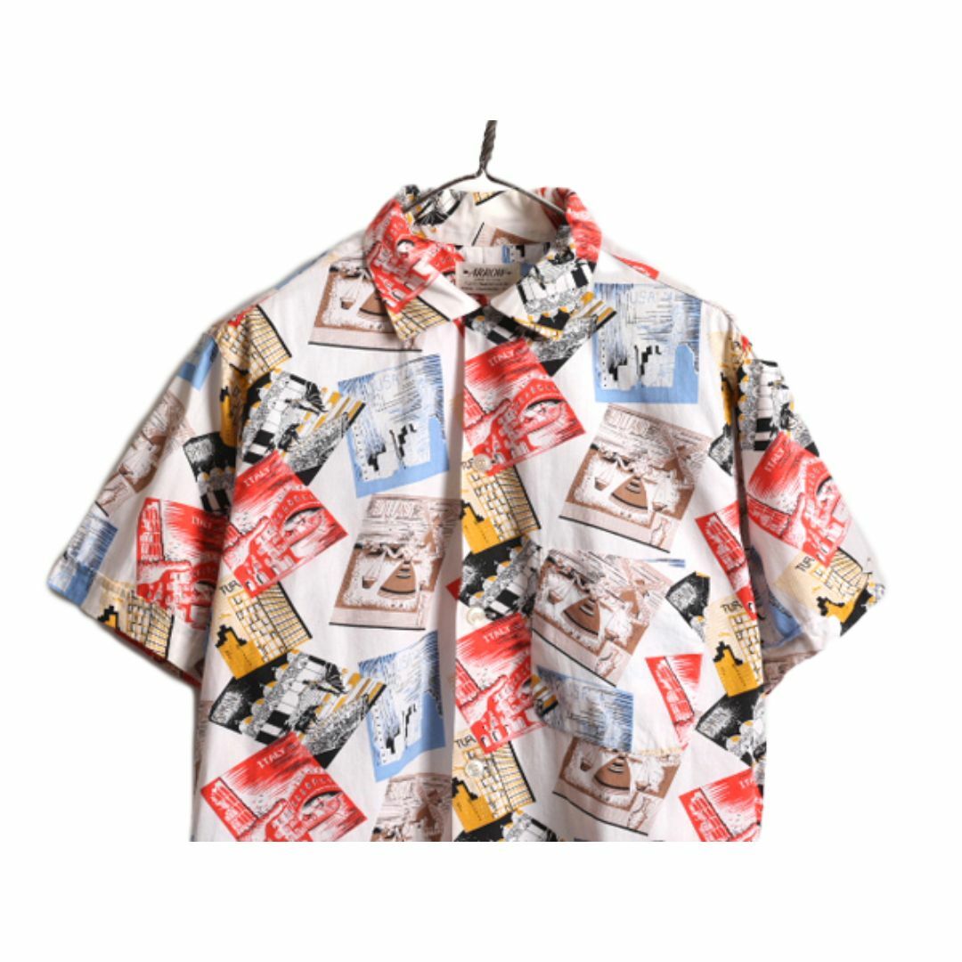 50s USA製 ☆ ARROW 総柄 コットン アロハ シャツ メンズ M 古着 50s USA製 ☆ ARROW 総柄 コットン アロハ シャツ メンズ M 古着