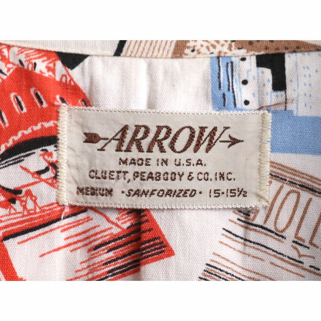 50s USA製 ☆ ARROW 総柄 コットン アロハ シャツ メンズ M 古着 50s USA製 ☆ ARROW 総柄 コットン アロハ シャツ メンズ M 古着