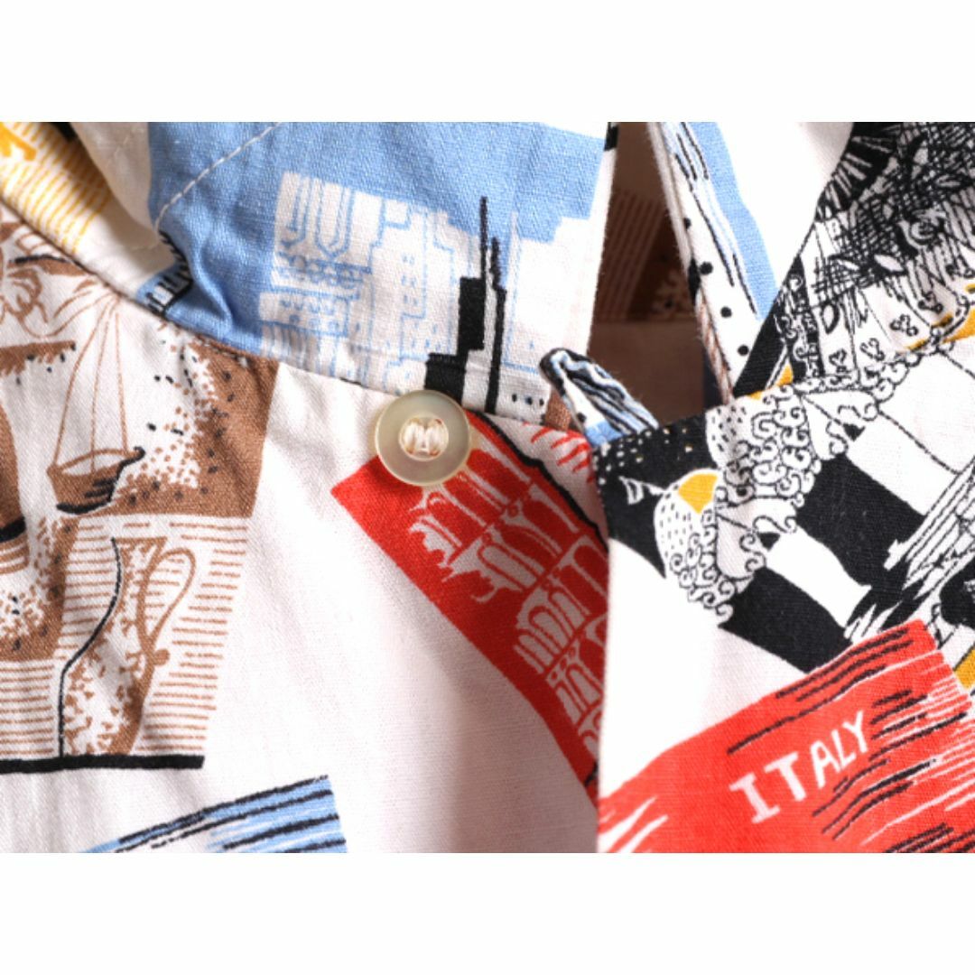 50s USA製 ☆ ARROW 総柄 コットン アロハ シャツ メンズ M 古着 50s USA製 ☆ ARROW 総柄 コットン アロハ シャツ メンズ M 古着