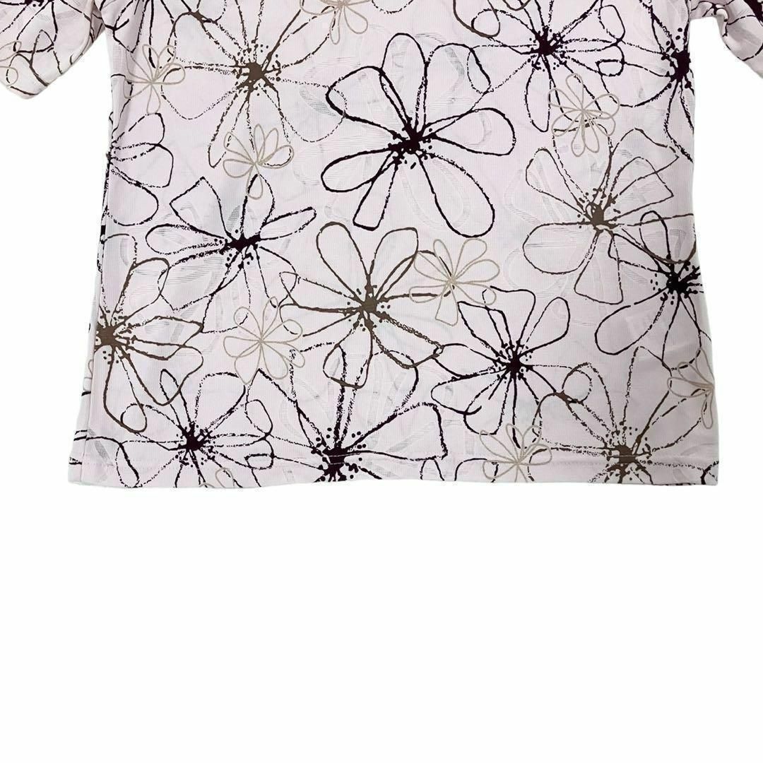 A161 【美品】 Beaace ビーアス カットソー Tシャツ 花柄 桃色 M レディースのトップス(カットソー(半袖/袖なし))の商品写真