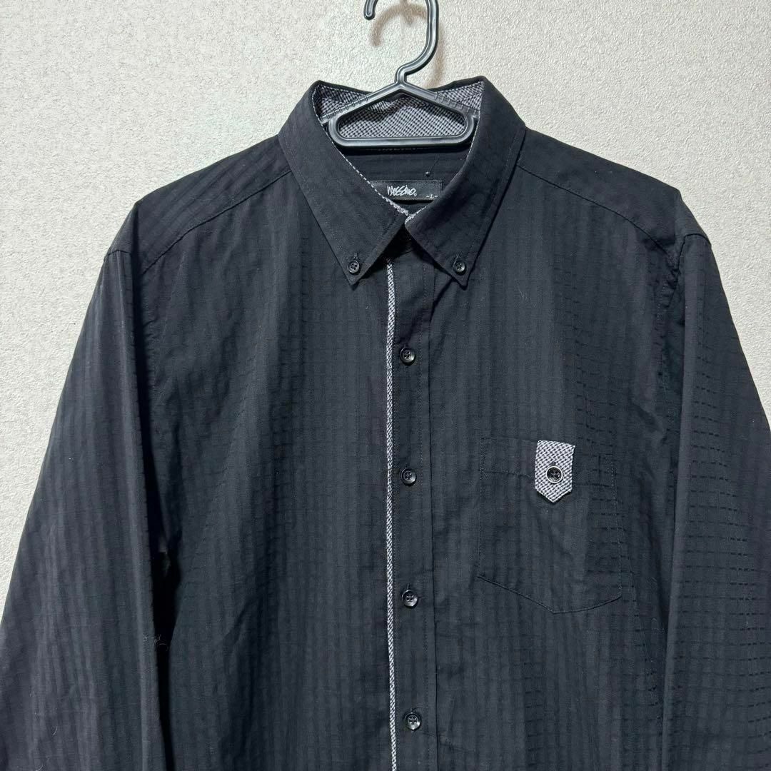 【大人気】ボタンダウンシャツ カジュアルシャツ 長袖シャツ チェック 無地 黒 メンズのトップス(シャツ)の商品写真