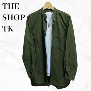 ザショップティーケー(THE SHOP TK)のTHE SHOP TK ノーカラーシャツ　バンドカラーシャツ　カーキ　トップス(シャツ)