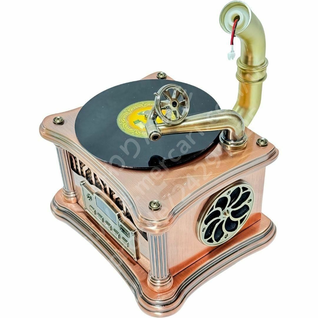 ⭐レトロミニ蓄音機⭐ レトロミニレコードプレーヤー HiFi ステレオ サウンド スマホ/家電/カメラのオーディオ機器(その他)の商品写真