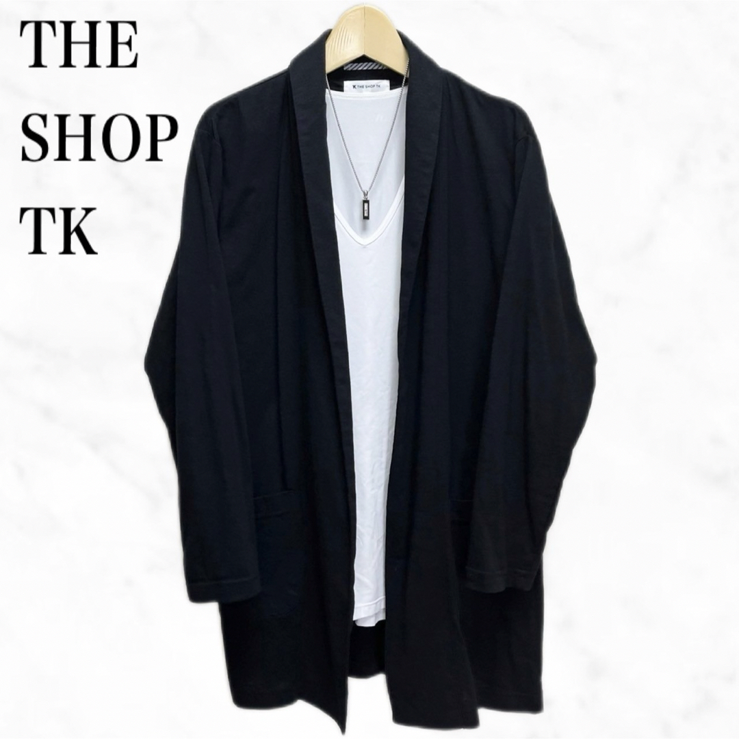 THE SHOP TK(ザショップティーケー)のTHE SHOP TK ノーボタンカーディガン　黒　ブラック　トップス メンズのトップス(カーディガン)の商品写真