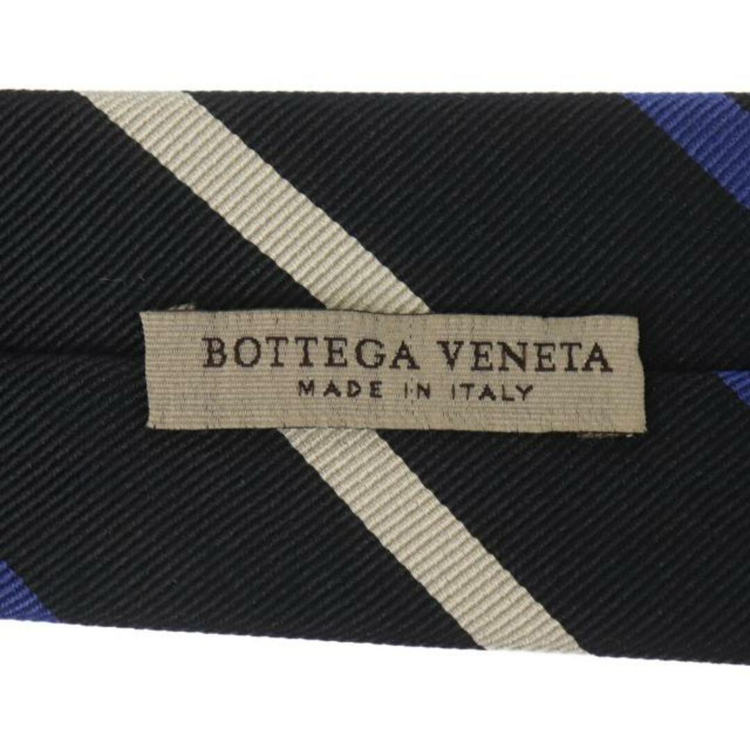 Bottega Veneta(ボッテガヴェネタ)のボッテガヴェネタ シルクネクタイ 中古 シルク100% ブラック ブルー ホワイト ストライプ BOTTEGA VENETA 【中古】 | メンズ ファッション ビジネスシーン 黒 青 白 シンプル ブランド小物 ランクA メンズのファッション小物(ネクタイ)の商品写真
