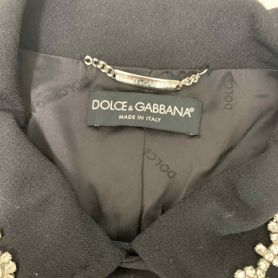 DOLCE&GABBANA(ドルチェアンドガッバーナ)の美品　ドルチェ&ガッバーナ　ブラック　ヴァージンウール　ビジュー　コート　黒 レディースのジャケット/アウター(その他)の商品写真