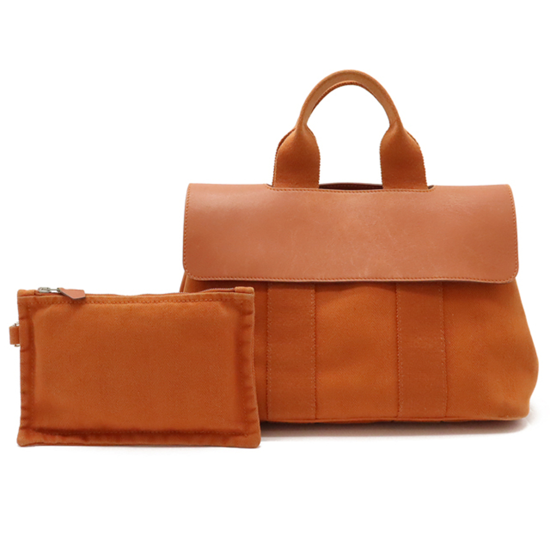 HERMES ヴァルパライソPM トワルシェブロン ハンドバッグ オレンジ HERMES ヴァルパライソPM トワルシェブロン ハンドバッグ オレンジ