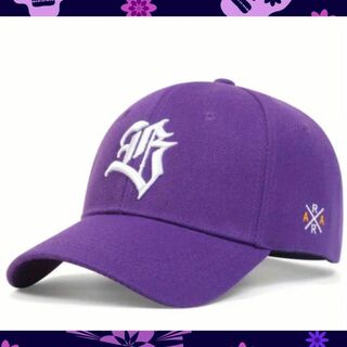 キャップ 帽子 ベースボール ユニセックス パープル 刺繍 調節可能 通気性