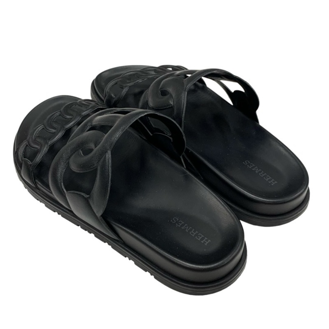Hermes(エルメス)のエルメス HERMES エクストラ サンダル 靴 シューズ レザー ブラック 黒 フラットサンダル シェーヌダンクル レディースの靴/シューズ(サンダル)の商品写真