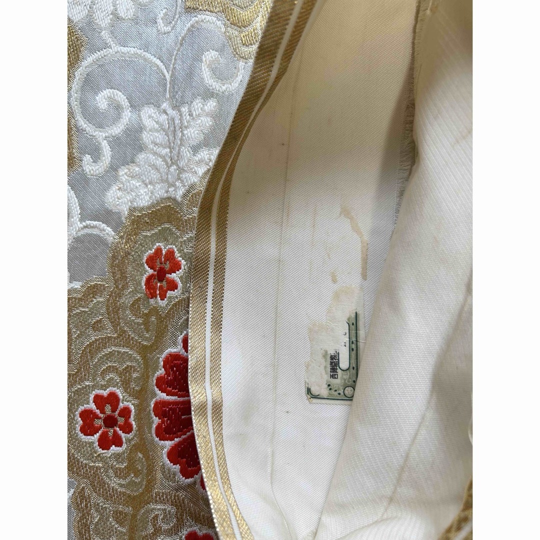 着物 帯 花柄 シルバー アンティーク レディースの水着/浴衣(着物)の商品写真