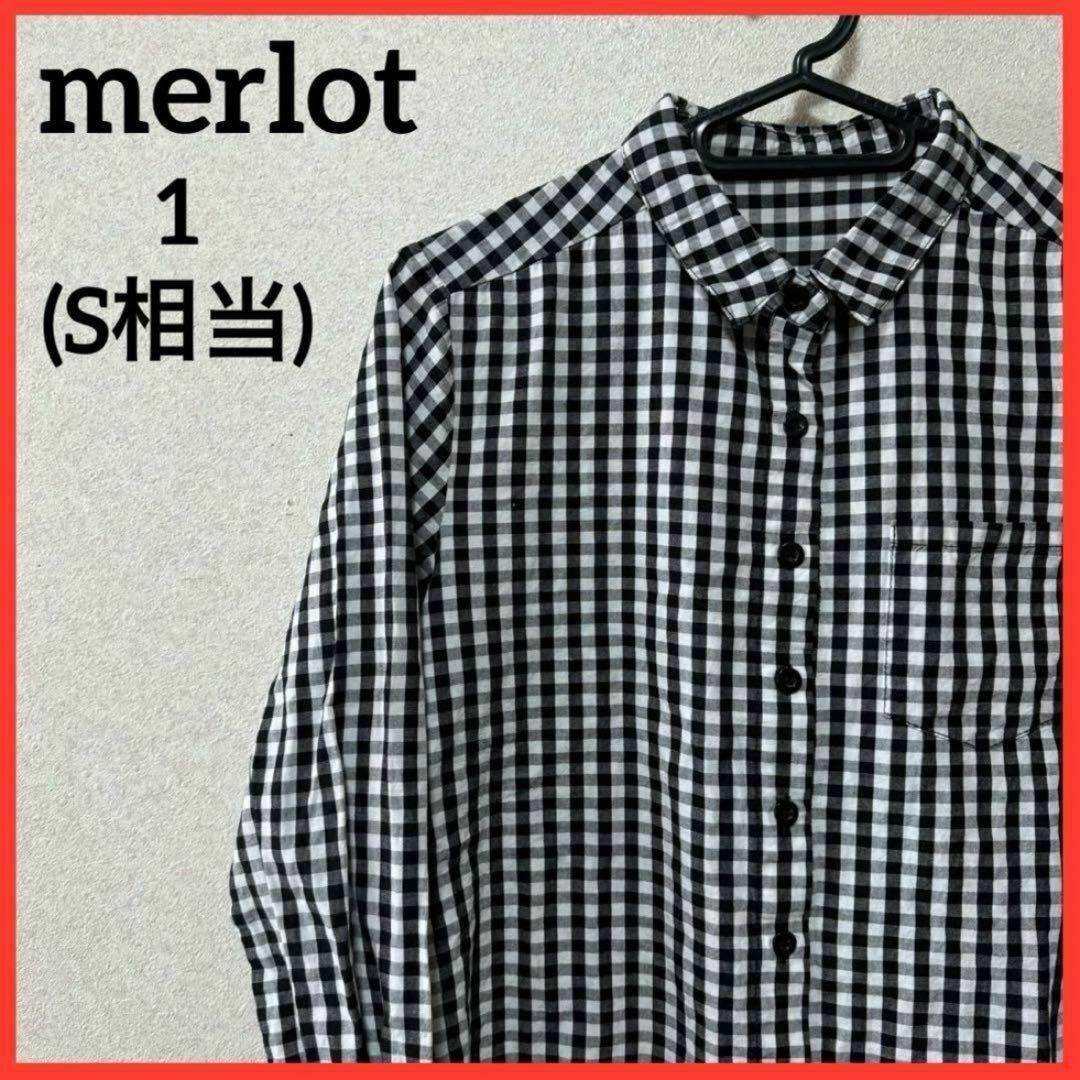 merlot(メルロー)の【希少】merlot 長袖シャツ チェックシャツ ブラウス カジュアル 総柄 レディースのトップス(シャツ/ブラウス(長袖/七分))の商品写真