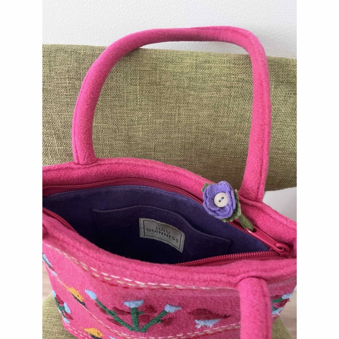 LULU GUINNESS(ルルギネス)のルルギネス/LULU GUINNESS ウールフェルトトートバッグ ピンク レディースのバッグ(トートバッグ)の商品写真