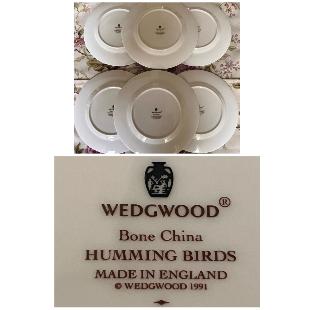 WEDGWOOD(ウェッジウッド)の【黒壺美品】英国製　ウェッジウッド★ハミングバード★ケーキ皿　6枚 インテリア/住まい/日用品のキッチン/食器(食器)の商品写真