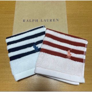 ラルフローレン(Ralph Lauren)の新品未使用　ラルフローレン　ハンドタオル　2枚　ボーダー(ハンカチ)