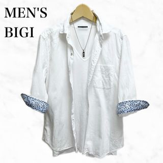 メンズビギ(MEN'S BIGI)のMEN'S BIGI 七分袖シャツ　コットンリネンシャツ　白シャツ　日本製(シャツ)