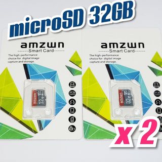 マイクロSDカード 32GB 2枚 class10  AMZ RED-GRAY