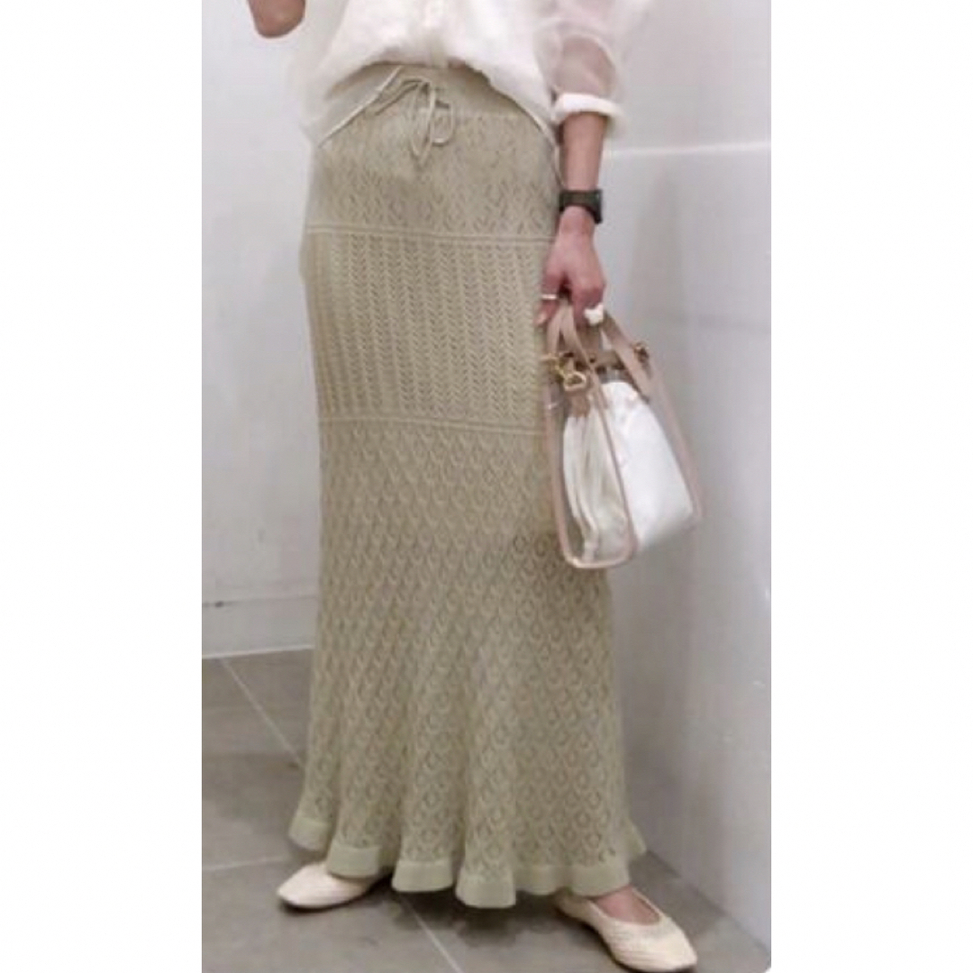 透かし編みスカート レディースのスカート(ロングスカート)の商品写真