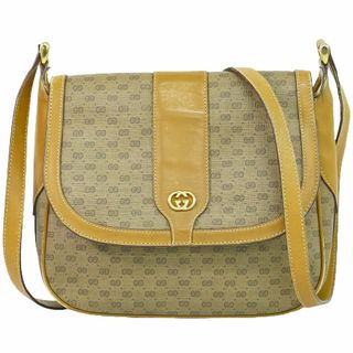 グッチ(Gucci)の本物 グッチ GUCCI マイクロGG ショルダーバッグ ポシェット ブラウン バッグ 中古(ショルダーバッグ)