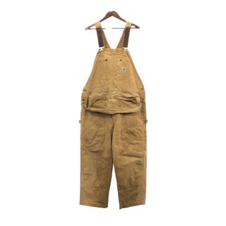 カーハート(carhartt)のCarhartt カーハート ダック ダブルニー ビブオーバーオール ツールポケット エプロン ブラウン (メンズ W44 L27相当) 中古 古着 Q5078(サロペット/オーバーオール)