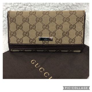 グッチ(Gucci)のGUCCI グッチ　GGキャンバス　二つ折り長財布　保存袋付き　男女兼用(長財布)