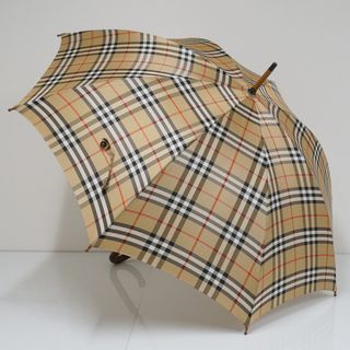 バーバリー(BURBERRY)の傘 BURBERRY バーバリー USED品 定番チェック バーバリーチェック ベージュ カーボン骨 希少 高級 60cm S0758(傘)