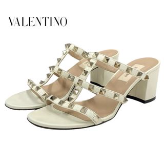 ヴァレンティノ VALENTINO サンダル 靴 シューズ レザー アイボリー ゴールド ミュール ロックスタッズ