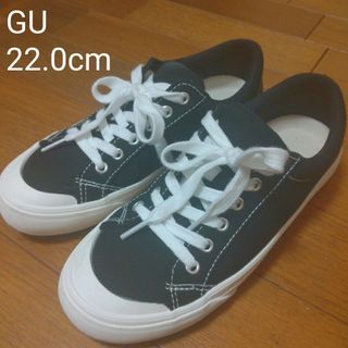 GU　キャンバススニーカー　ブラック　22.0cm　ジーユー