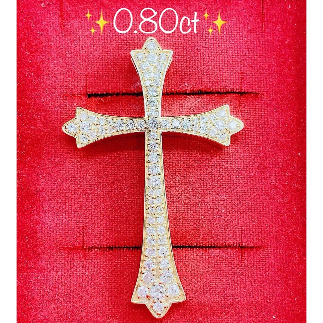 ★0.80ct★✨ダイヤモンドK18クロスネックレスペンダントトップ十字架 メンズのアクセサリー(ネックレス)の商品写真