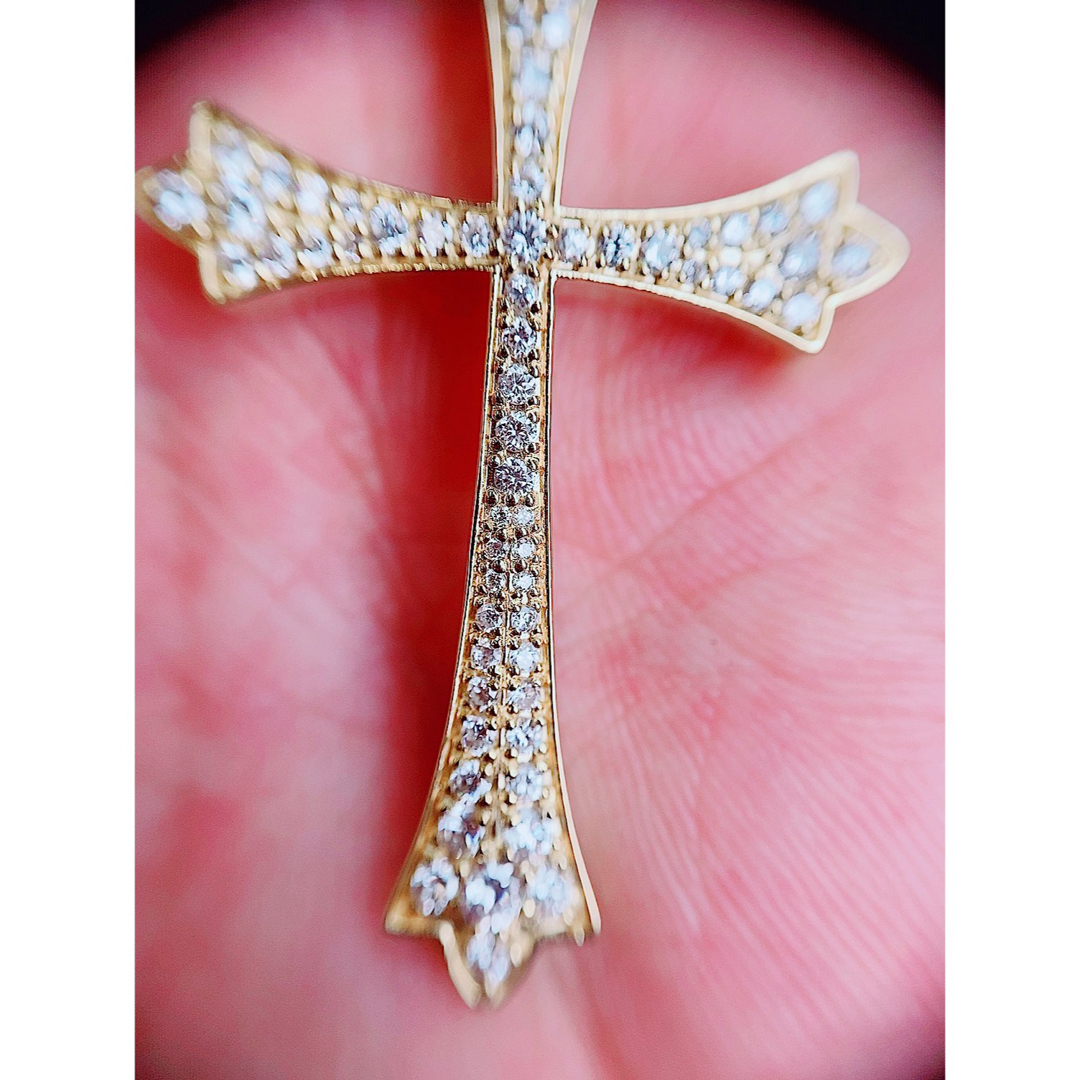 ★0.80ct★✨ダイヤモンドK18クロスネックレスペンダントトップ十字架 メンズのアクセサリー(ネックレス)の商品写真