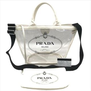 プラダ(PRADA)の良品 PRADA プラダ カナパ 2WAY トート ショルダー バッグ スケルトン クリア ホワイト a3500(ショルダーバッグ)