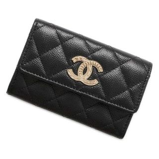 シャネル(CHANEL)のシャネル カードケース マトラッセ フラップ ココマーク キャビアスキン AP3978 CHANEL 黒(パスケース/IDカードホルダー)