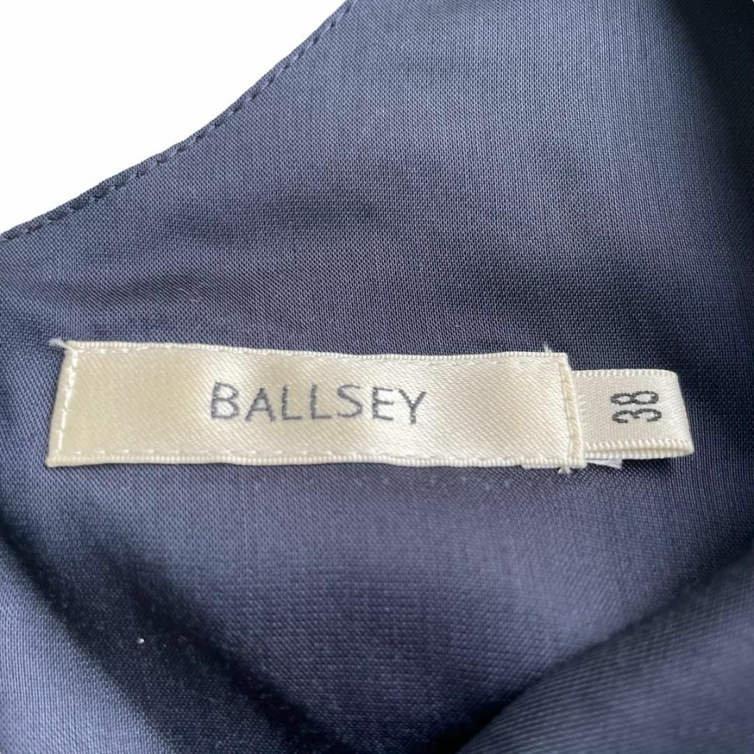 Ballsey(ボールジィ)のBALLSEY フロントリボンコットンシルクワンピース サイズ38 ネイビー レディースのワンピース(ひざ丈ワンピース)の商品写真