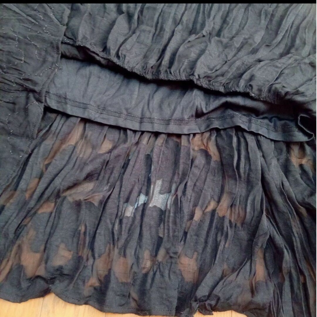 ♡milybilet シアージャガード花柄ロングワンピースSブラック黒韓国透け レディースのワンピース(ロングワンピース/マキシワンピース)の商品写真