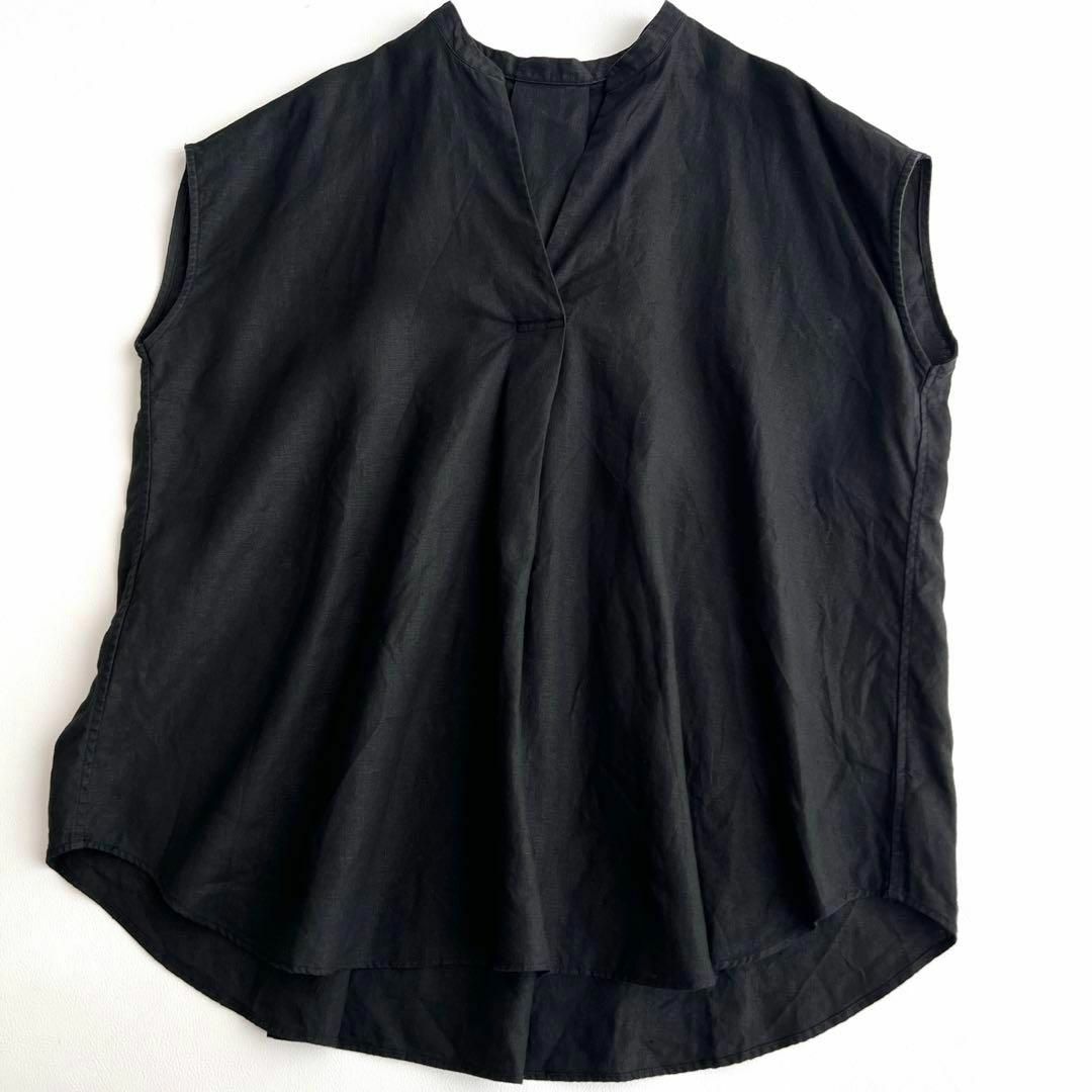 IENA(イエナ)のイエナ　リネン100 　スキッパー　ゆったり　オーバーサイズ　シャツ　黒 レディースのトップス(シャツ/ブラウス(半袖/袖なし))の商品写真