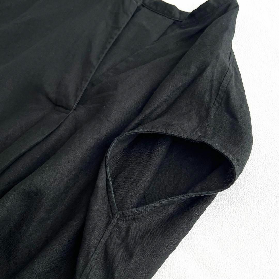 IENA(イエナ)のイエナ　リネン100 　スキッパー　ゆったり　オーバーサイズ　シャツ　黒 レディースのトップス(シャツ/ブラウス(半袖/袖なし))の商品写真