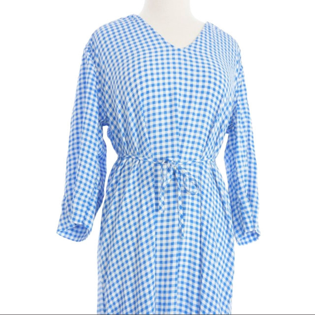 ガニー GANNI ギンガムチェック ワンピース ドレス 34 ブルー/ホワイト レディースのワンピース(ひざ丈ワンピース)の商品写真