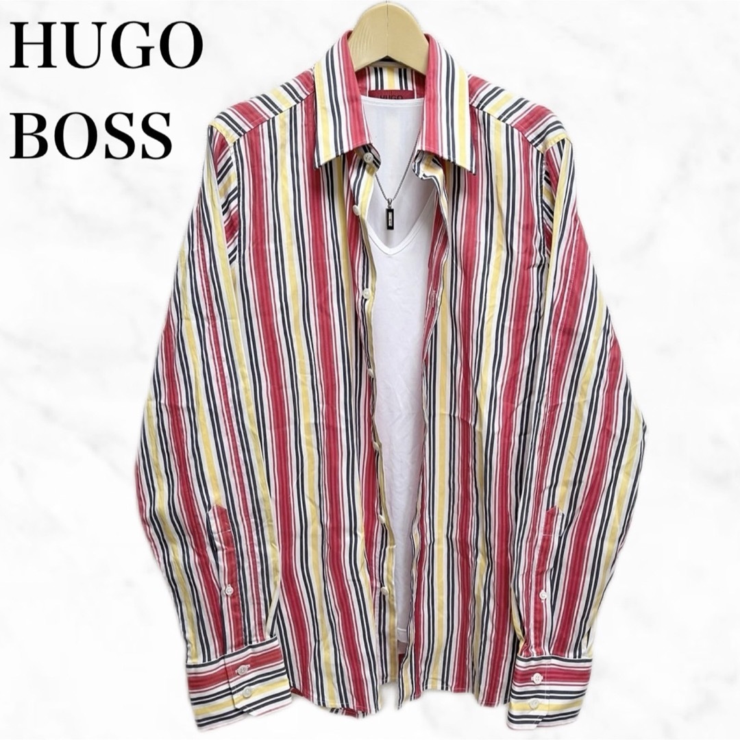 HUGO BOSS(ヒューゴボス)のHUGO BOSS ストライプ柄シャツ　長袖シャツ　ストライプシャツ メンズのトップス(シャツ)の商品写真