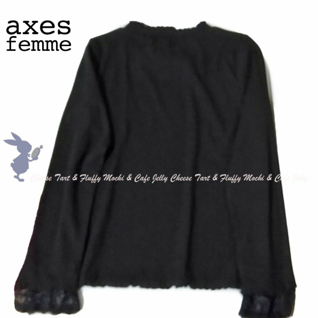 axes femme(アクシーズファム)のaxes femme キラキラお花ビジューリブプルオーバー 黒 レディースのトップス(カットソー(長袖/七分))の商品写真