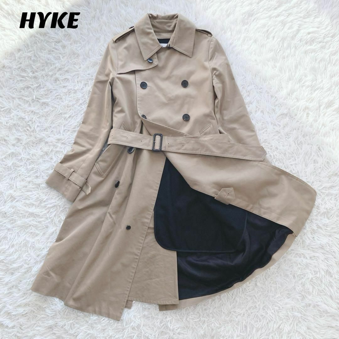 HYKE(ハイク)の美品 HYKE トレンチコート タイトフィット ベルト ライナー付 ロング丈 レディースのジャケット/アウター(トレンチコート)の商品写真