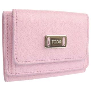 トッズ TOD’s 三つ折り財布 ロゴ 中古 ピンク レザー【中古】 | コンパクトウォレット シンプル レディース ファッション 革 サイフ ブランド 小物 ランクAB