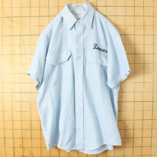 ラングラー(Wrangler)のWranglerチェーンステッチストライプワークシャツ ブルーM半袖 ss89(シャツ)