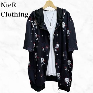 NieR Clothing - NieR CLOTHING 半袖パーカー　総柄パーカー　ゆったりシルエット