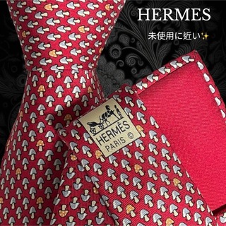 エルメス(Hermes)のHERMES ネクタイ レッド系 キノコ柄 マルチカラー フランス製(ネクタイ)