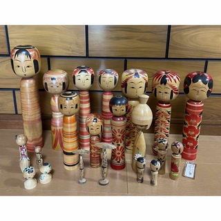【まとめ売り】昭和レトロ 小芥子 こけし　木のお人形　工芸品　21体　伝統工芸品