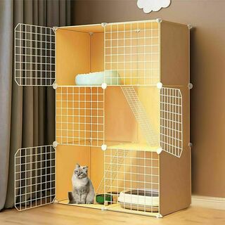 猫ケージ 小猫 二列 3段(73x35x108cm) 猫ハウス 組立簡単①(かご/ケージ)