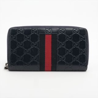 グッチ(Gucci)のグッチ グッチシマ レザー  ネイビー ユニセックス 長財布(財布)