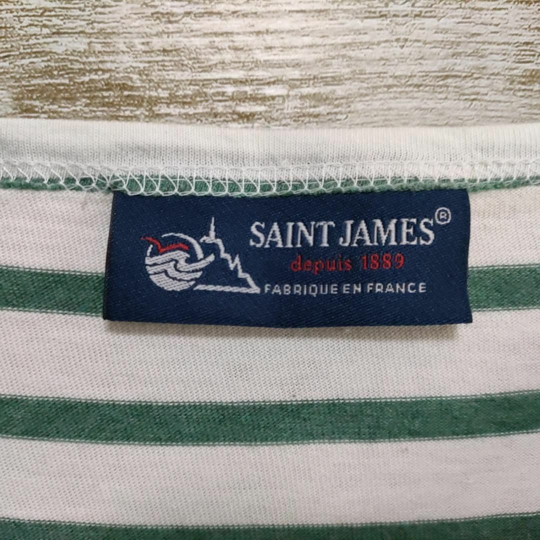 SAINT JAMES(セントジェームス)の【698】セントジェームス　ピリアック・ボーダー半袖 白/エメラルドグリーンＴ４ メンズのトップス(Tシャツ/カットソー(半袖/袖なし))の商品写真
