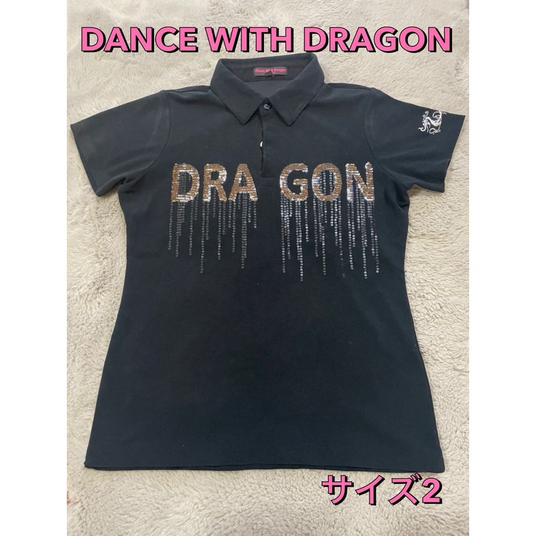 Dance With Dragon(ダンスウィズドラゴン)のダンスウィズドラゴン レディースゴルフポロシャツMサイズブラック スポーツ/アウトドアのゴルフ(ウエア)の商品写真